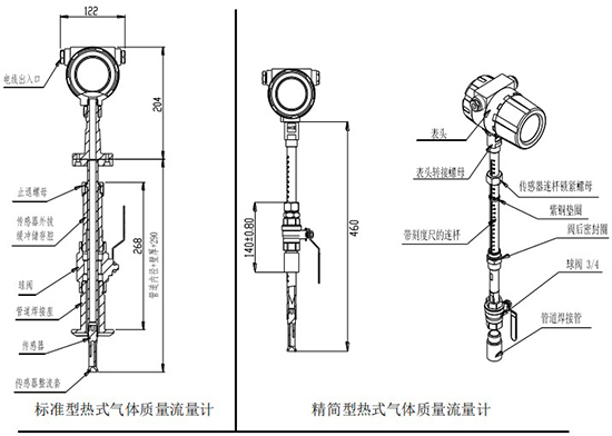 熱式流量計插入式結(jié)構(gòu)圖